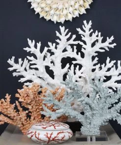 Coach House Decorative White Resin Reef Tree On Plinth