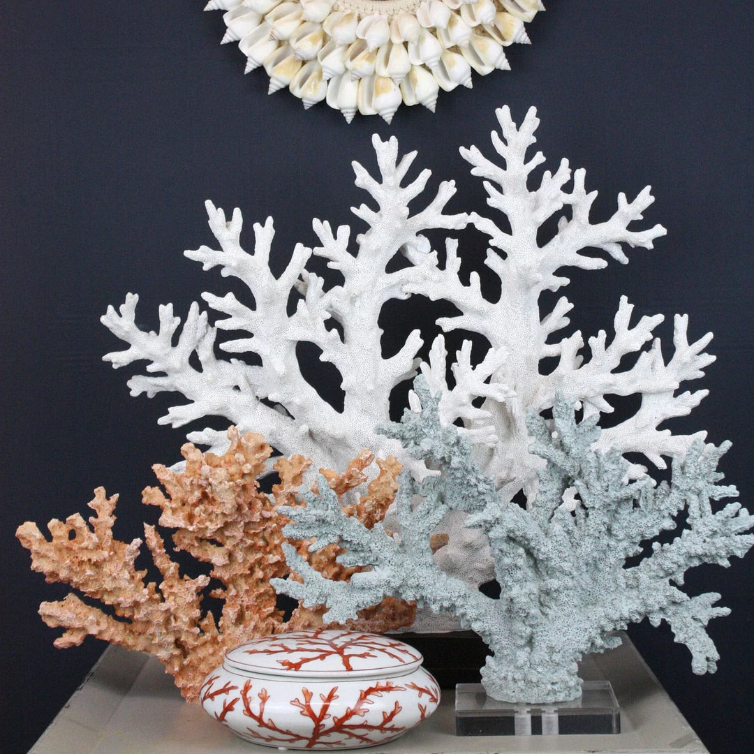 Coach House Pale Blue Resin Reef Branch Decorative 2 Coach House Pale Blue Resin Reef Branch Decorative