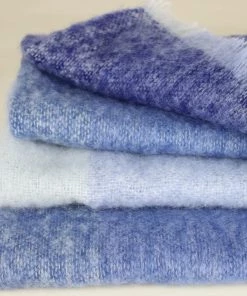 John Hanly Mohair Throw Blue Mix Block Check