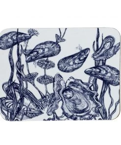 Orchard Melamine Blue And White Mussel Design Coaster
