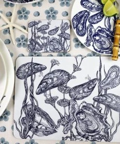 Orchard Melamine Blue And White Mussel Design Coaster