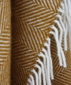 Tweedmill Mustard Herringbone Weave Pure New Wool Throw