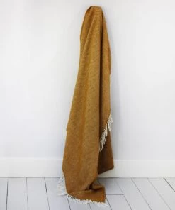 Tweedmill Mustard Herringbone Weave Pure New Wool Throw