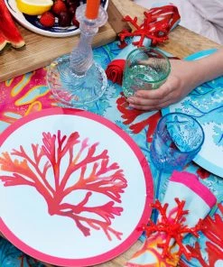 Magic Textiles Kitchen & Dining Set Of 4 Coral Rays Napkins On Organic Linen