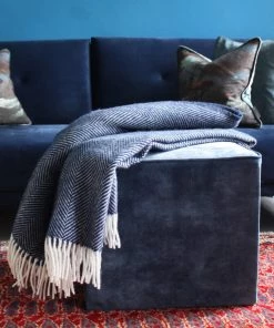 Tweedmill Homeware Navy Herringbone Pure New Wool Throw
