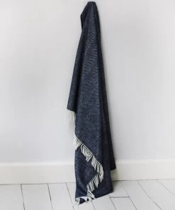 Tweedmill Homeware Navy Herringbone Pure New Wool Throw