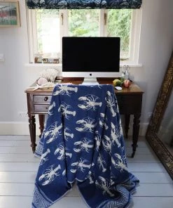 John Spencer Reversible Lobster Throw - Deep Blue & Ecru Homeware