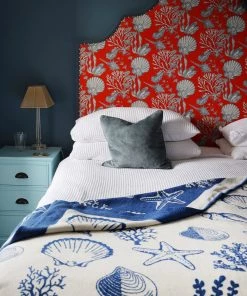 John Spencer Reversible Shell Throw - Deep Blue & Ecru 11 John Spencer Reversible Shell Throw - Deep Blue & Ecru