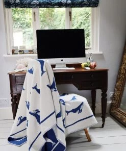 John Spencer Reversible Whale Throw - Deep Blue & Ecru Homeware