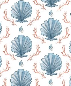 Magic Textiles Manderley Blue Upholstery Fabric - Off White Homeware