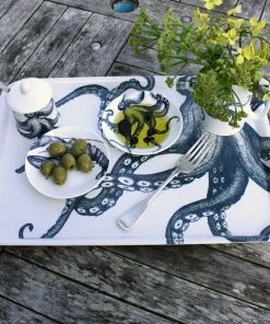 Fegg Hayes Blue And White Bone China Nibbles Dish With Octopus Design Kitchen & Dining