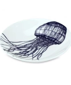 Fegg Hayes Blue And White Bone China Nibbles Dish With Jellyfish Design Kitchen & Dining