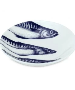 Fegg Hayes Kitchen & Dining Blue And White Bone China Nibbles Dish With Mackerel Design