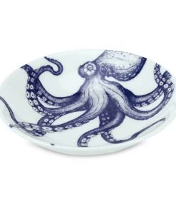 Fegg Hayes Blue And White Bone China Nibbles Dish With Octopus Design Kitchen & Dining