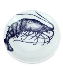 Fegg Hayes Blue And White Bone China Nibbles Dish With Prawn Design Kitchen & Dining