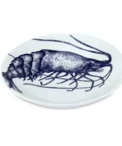 Fegg Hayes Blue And White Bone China Nibbles Dish With Prawn Design Kitchen & Dining