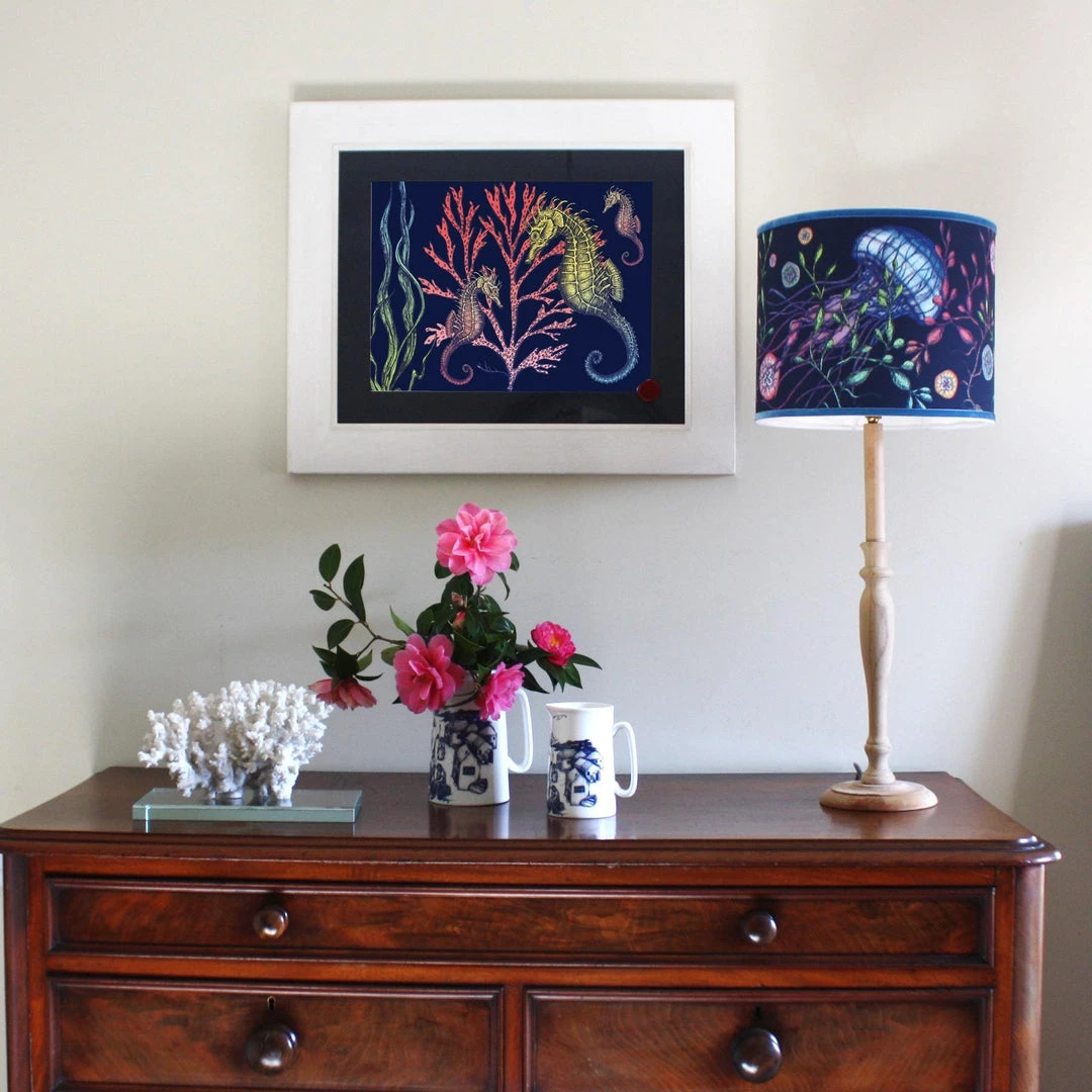 Cream Cornwall Wall Decor Ningaloo Reef Navy Art Print In Three Sizes - A4, A3 And A2 3 Cream Cornwall Wall Decor Ningaloo Reef Navy Art Print In Three Sizes - A4, A3 And A2