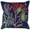 Magic Textiles Ningaloo Reef Seahorse Velvet Cushion Cover On Navy Velvet Homeware