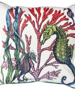 Magic Textiles Homeware Ningaloo Reef Seahorse Velvet Cushion Cover On White Velvet