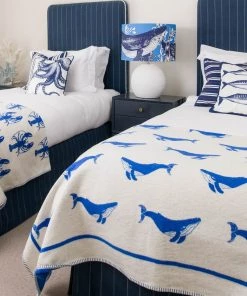 Magic Textiles Octopus Velvet Cushion Cover - Marine Blue On White Homeware