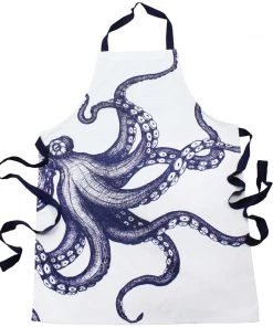 Magic Textiles Kitchen & Dining Blue And White Printed Cotton Apron With Octopus Design