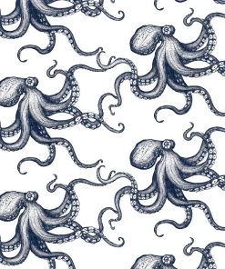 Magic Textiles Homeware Octopus Linen Upholstery Fabric - Off White