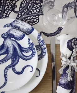 Magic Textiles Octopus Napkin On Off White Organic Linen Kitchen & Dining