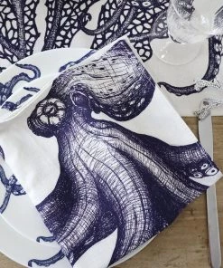 Magic Textiles Octopus Napkin On Off White Organic Linen Kitchen & Dining