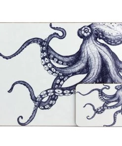 Orchard Melamine Kitchen & Dining Blue And White Octopus Design Placemat
