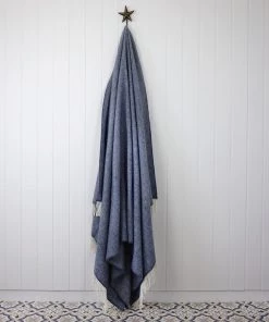 John Hanly Oversized Cashmere Throw Denim Cream