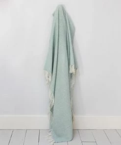 Tweedmill Homeware Duck Egg & Cream Pure Wool Throw