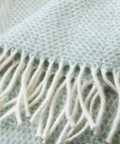 Tweedmill Homeware Duck Egg & Cream Pure Wool Throw
