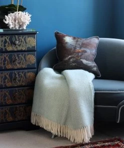 Tweedmill Homeware Duck Egg & Cream Pure Wool Throw