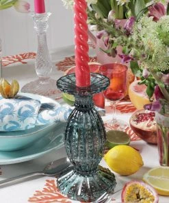 Light & Living Petrol Glass Candle Holder