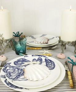 Detail Products Pewter Rope, Shells & Crab Candle Holder