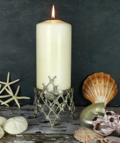 Detail Products Pewter Rope, Shells & Crab Candle Holder