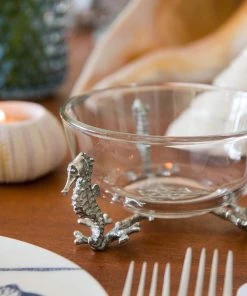 Detail Products Kitchen & Dining Pewter Seahorse Glass Bowl