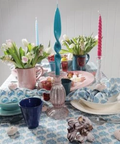 Light & Living Light Pink Tall Glass Candle Holder