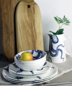 Cream Cornwall Bone China Octopus Dinner Plate Kitchen & Dining