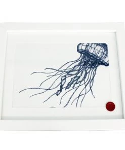 Cream Cornwall Wall Decor Jellyfish Art Print In Blue On White In Three Sizes - A2, A3 And A4 7 Cream Cornwall Wall Decor Jellyfish Art Print In Blue On White In Three Sizes - A2, A3 And A4