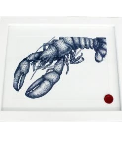 Cream Cornwall Lobster Art Print In Blue On White In Three Sizes - A2, A3 And A4 7 Cream Cornwall Lobster Art Print In Blue On White In Three Sizes - A2, A3 And A4
