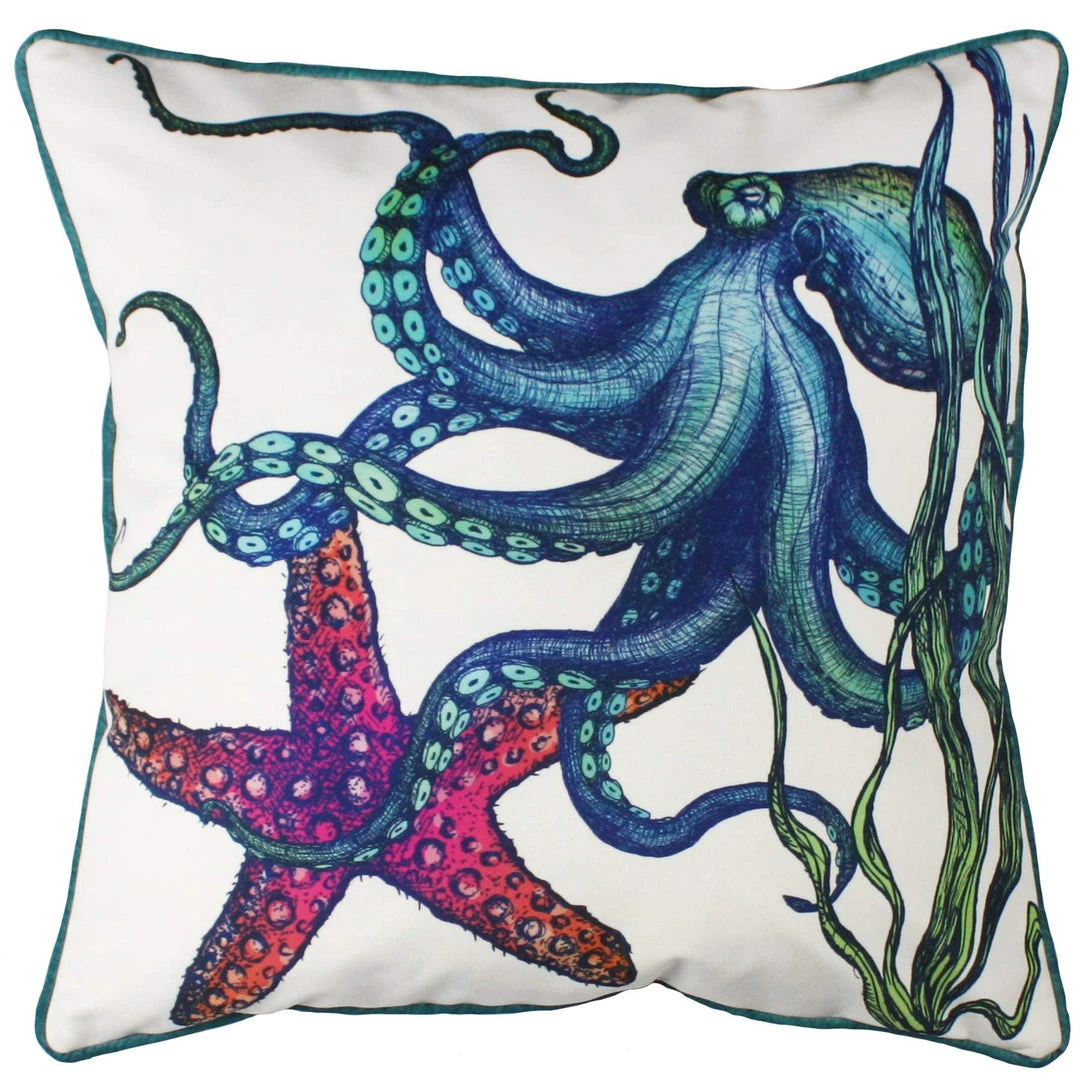 Magic Textiles Rainbow Reef Octopus Velvet Cushion Cover On White Velvet Homeware 1 Magic Textiles Rainbow Reef Octopus Velvet Cushion Cover On White Velvet Homeware