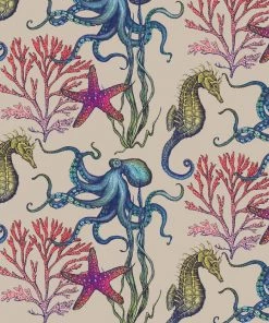 Magic Textiles Rainbow Reef Upholstery Linen Fabric - Natural