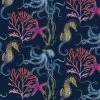Magic Textiles Rainbow Reef Organic Linen Fabric - Navy