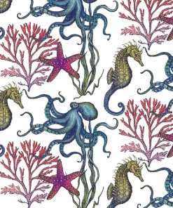 Magic Textiles Rainbow Reef Upholstery Linen Fabric - Off White