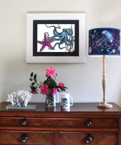 Cream Cornwall Rainbow Reef White Art Print In Three Sizes