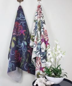 Magic Textiles Homeware Rainbow Reef Organic Linen Fabric - Natural