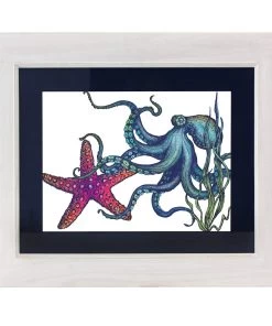 Cream Cornwall Rainbow Reef White Art Print In Three Sizes