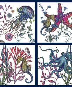 Magic Textiles Set Of 4 Reef Napkins On Off White Organic Linen Kitchen & Dining 9 Magic Textiles Set Of 4 Reef Napkins On Off White Organic Linen Kitchen & Dining