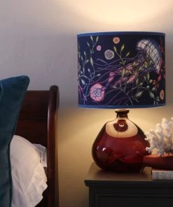 Cream Cornwall Canyons Reef Lamp Shade - Navy